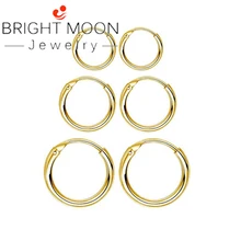 Heldere Maan Drie paar kleine oorbellen hypoallergeen eindeloze kraakbeen neus ring voor MS man meisje, 8 mm tot 10 mm tot 12 mm(China)