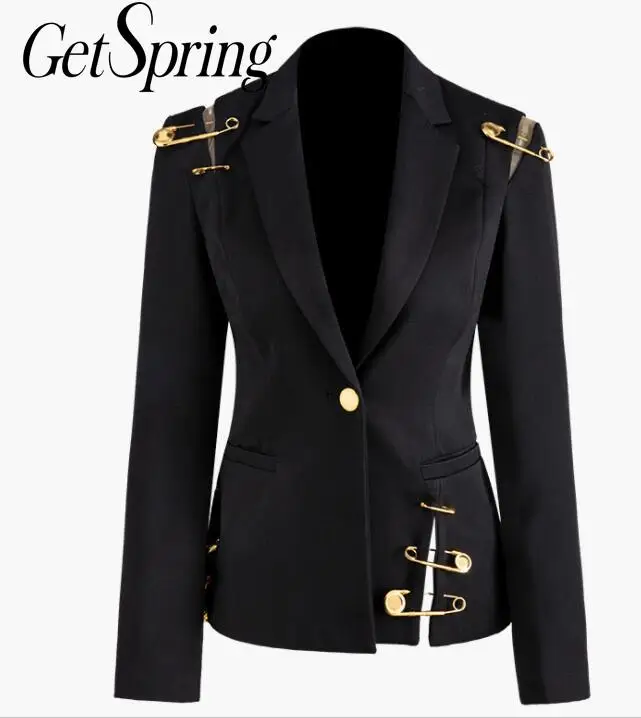 GetSpring Women Blazer Single Button Long Sleeve Women's Slim Suit Jacket Pin Stitching Irregular Ladies Black Blazer Autumn New
GetSpring Women Blazer Single Button Long Sleeve Women's Slim Suit Jacket Pin Stitching Irregular Ladies Black Blazer Autumn New