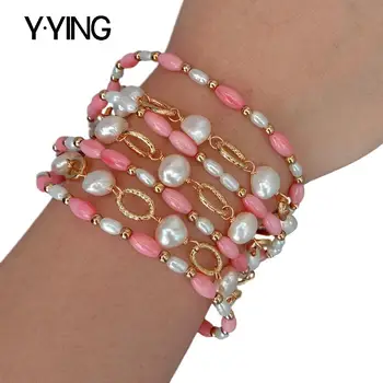 Y·YING 7 Strands Cultured White Baroque freshwater Pearl Pink rice Coral statement Bracelet 8" cute style for women
Y·YING 7 Strands Cultured White Baroque freshwater Pearl Pink rice Coral statement Bracelet 8" cute style for women
