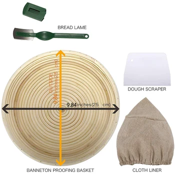New 10 Inch Bread Proofing Basket - Banneton Proofing Basket + Cloth Liner + Dough Scraper + Bread Lame - Sourdough Basket Set F
New 10 Inch Bread Proofing Basket - Banneton Proofing Basket + Cloth Liner + Dough Scraper + Bread Lame - Sourdough Basket Set F