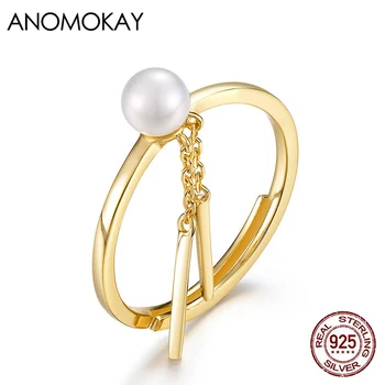 Anomokay Natrue Pearl Gold Color Rings with Chain Link Tassel Real Sterling 925 Silver Resizable Ring for Women Fashion Jewelry
Anomokay Natrue Pearl Gold Color Rings with Chain Link Tassel Real Sterling 925 Silver Resizable Ring for Women Fashion Jewelry
