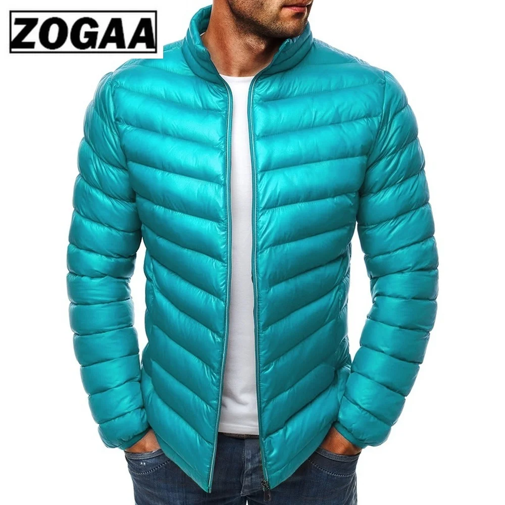Фото ZOGAA мужские парки 2019 весенне-зимняя куртка Повседневная пуховая однотонная на