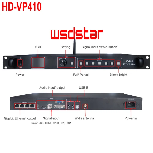 HUIDU HD-VP410 HD VP410 3-in-1 WIFI LED Video Processor Including Synchronization Sending Card Support U Disk Play 2pcs/lot | Электронные