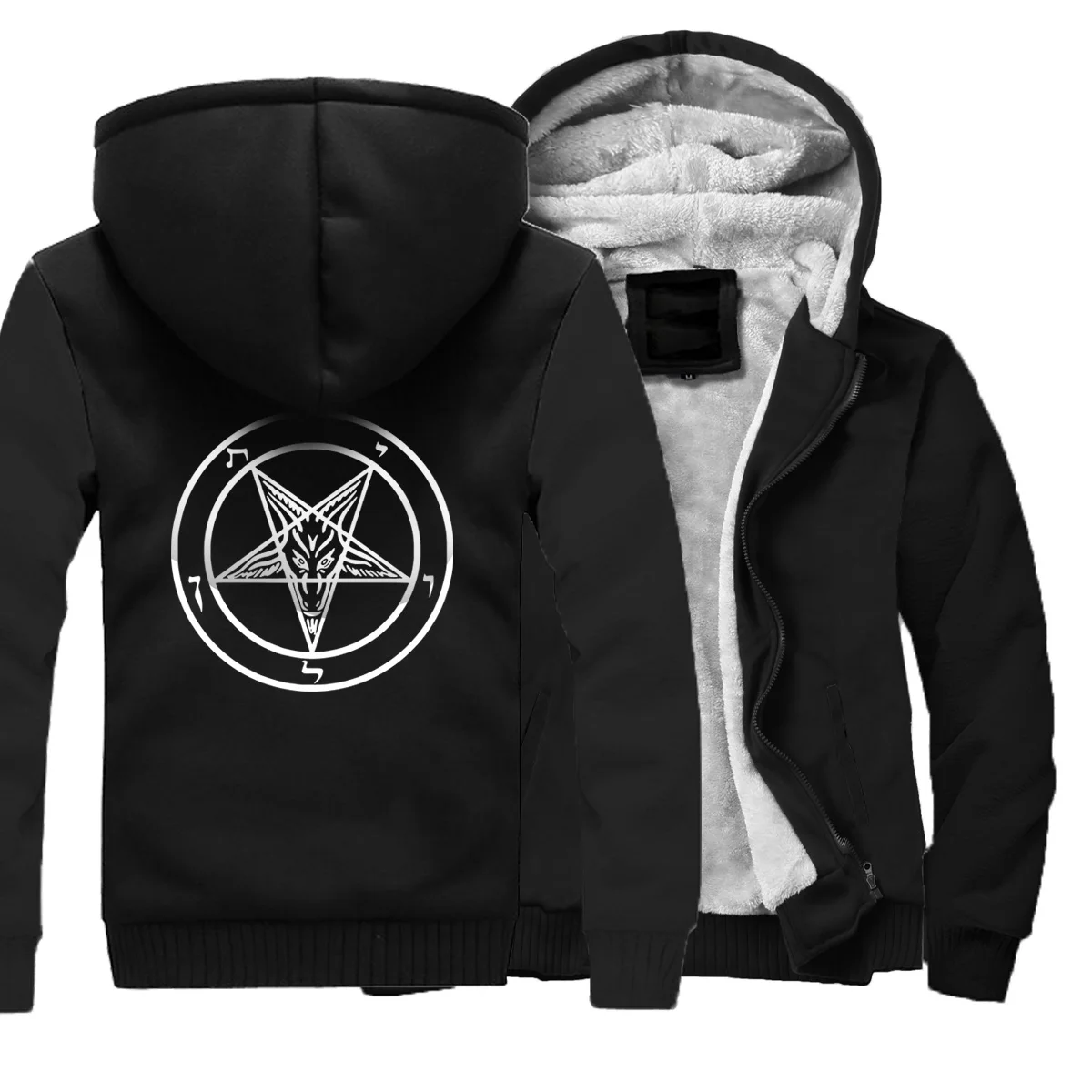 Pentagram Men Thick Solid Hoodies Occult Gothic Satan Male Sweatshirts Satanic Goat Skull Winter Warm Coats Loose Zipper Jackets
Pentagram Men Thick Solid Hoodies Occult Gothic Satan Male Sweatshirts Satanic Goat Skull Winter Warm Coats Loose Zipper Jackets