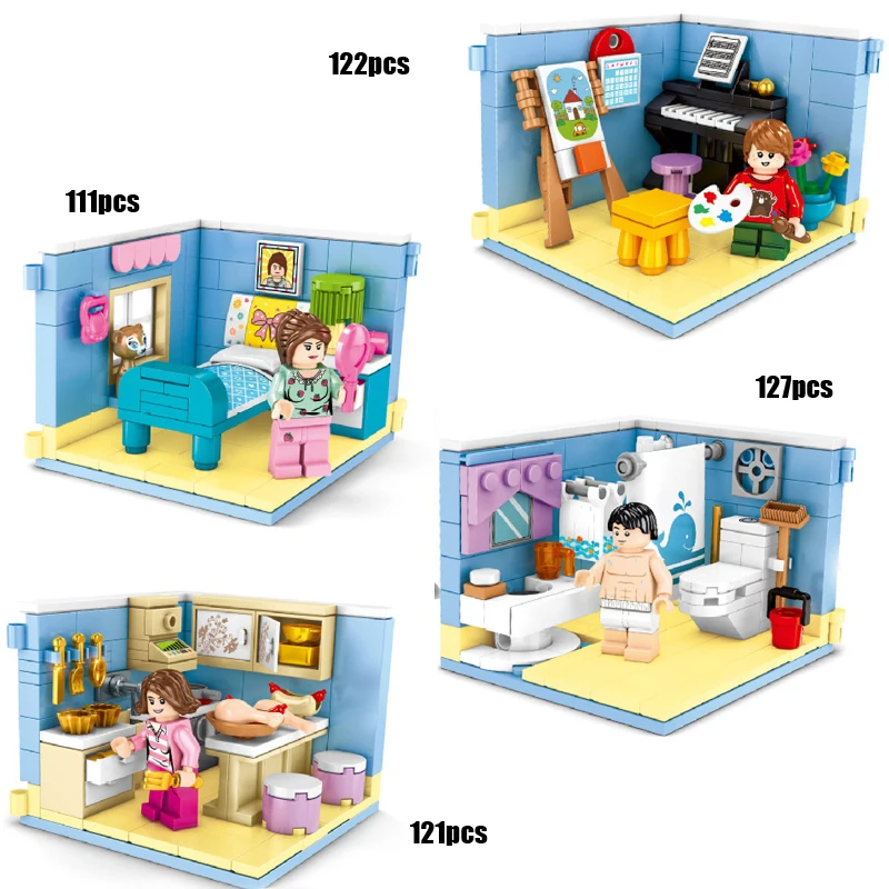 create City Mini street view building block home Piano Shower Room Bedroom Kitchen model bricks family figures toys for gifts
create City Mini street view building block home Piano Shower Room Bedroom Kitchen model bricks family figures toys for gifts