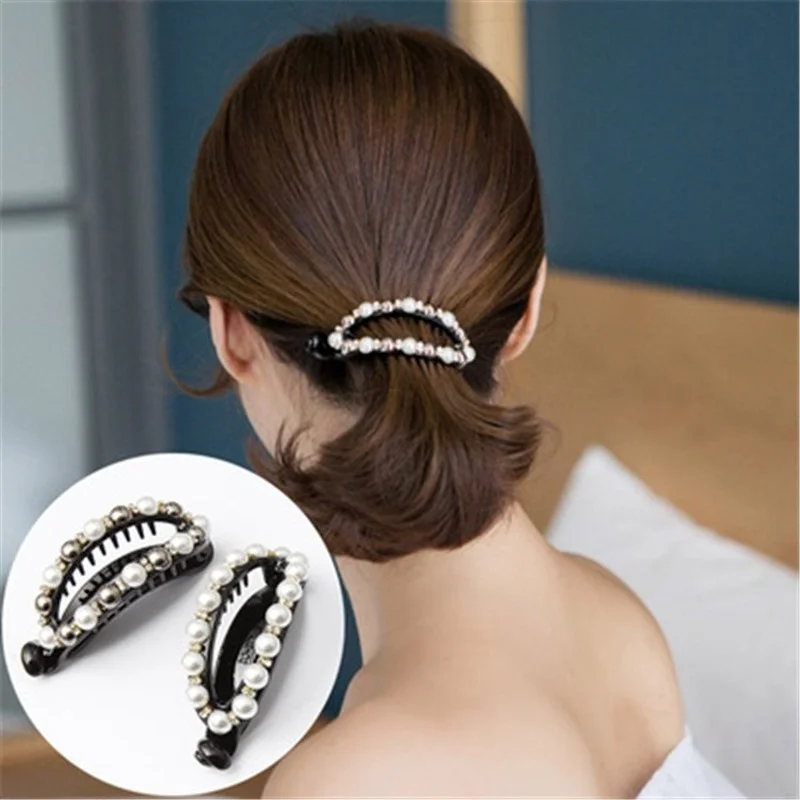 

Fashion Women Hair Claw Plastic Hair Clip Elegant Pearl Ponytail Hairpin Girls Claw Clip Hair Accessories Hair Barrettes Gift