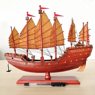 Красное дерево ремесло Zheng Hebao модель корабля ручная работа китайское деревянное