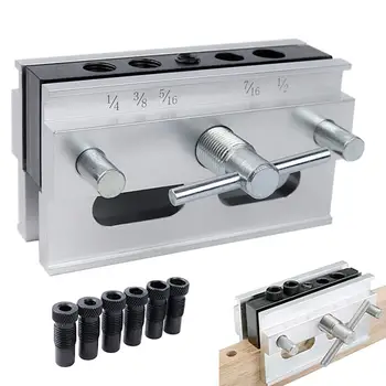 Self-Centering Doweling Jig Kit 1/4 3/8 5/16inch Drill Bushings Puncher Tool Set drilling holes wood boards sturdy durable
Self-Centering Doweling Jig Kit 1/4 3/8 5/16inch Drill Bushings Puncher Tool Set drilling holes wood boards sturdy durable
