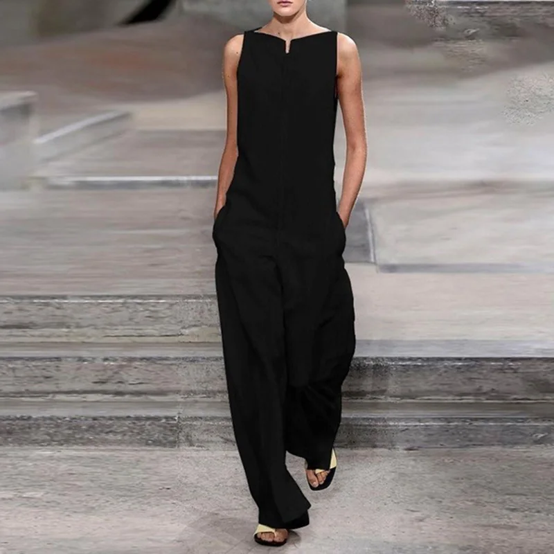 Womens Jumpsuit Ladies Playsuit Summer Crew Neck Loose Solid Color Elegant Baggy Overalls For Women mono mujer
Womens Jumpsuit Ladies Playsuit Summer Crew Neck Loose Solid Color Elegant Baggy Overalls For Women mono mujer