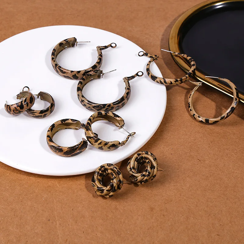 Bilandi-Boucles d'Oreilles Vintage Imprimé Léopard pour Femme, Bijoux en Forme de Cœur, Carré, Rond, Géométrique, Accessoires Fins pour Fille, Nouveau Design 4