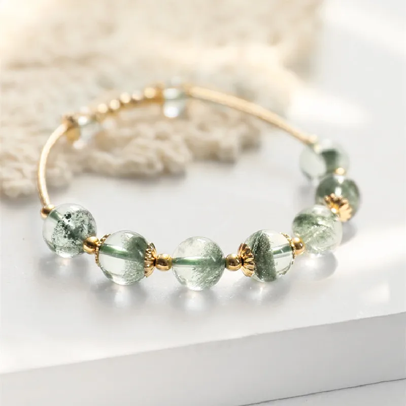 

Lucky Transfer Beads Natural Green Ghost Crystal Beaded Bracelet Female Sen Simple Personality Bracelet