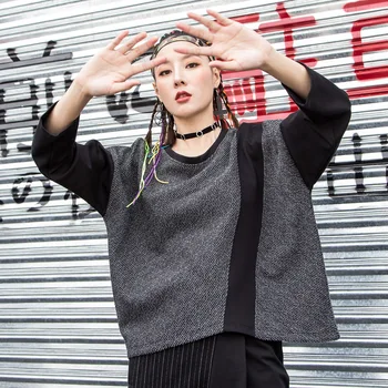 LANMREM 2020 New Spring O-neck Splice Irregular Pullover T-shirt Women Streetwear Loose Wild Fashion Clothing Tops PD028
LANMREM 2020 New Spring O-neck Splice Irregular Pullover T-shirt Women Streetwear Loose Wild Fashion Clothing Tops PD028