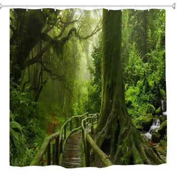 Green Rain Forest Shower Curtain Polyester, Spring Tropical Plant Tree Forest Nature Art Print Bath Curtain, Jungle Waterproof
Green Rain Forest Shower Curtain Polyester, Spring Tropical Plant Tree Forest Nature Art Print Bath Curtain, Jungle Waterproof