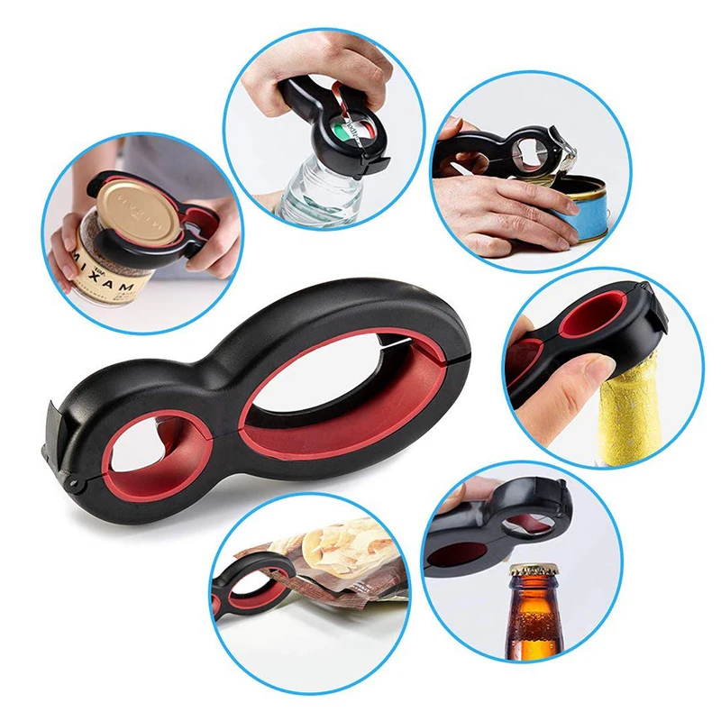 Multi-Function 6-in-1 Can Beer Bottle Opener Plastic Creative Simple Bottle Opener Kitchen Gadgets Jar Gripper
Multi-Function 6-in-1 Can Beer Bottle Opener Plastic Creative Simple Bottle Opener Kitchen Gadgets Jar Gripper