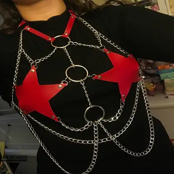 Body Chain Leather Harness Red Pentagram Chest Tops Caged Belt Belly Sexy Punk Goth Dance Party Women Lingerie Plus Size Adjust
Body Chain Leather Harness Red Pentagram Chest Tops Caged Belt Belly Sexy Punk Goth Dance Party Women Lingerie Plus Size Adjust