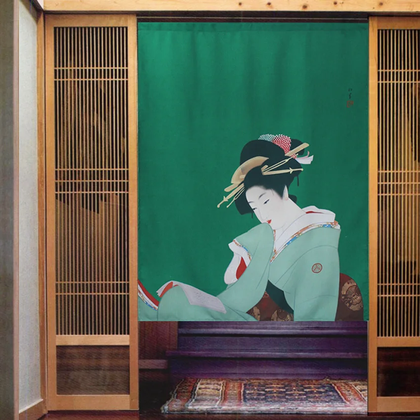 

Japanese style Ukiyoe painting portrait of a lady door curtain separation half hanging beauty picture art home decoration