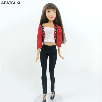 1set Fashion Outfits Clothing for Barbie Doll Clothes White Bra Top Black Long Pants Red Coat Suit Set Dollhouse Accessories
1set Fashion Outfits Clothing for Barbie Doll Clothes White Bra Top Black Long Pants Red Coat Suit Set Dollhouse Accessories