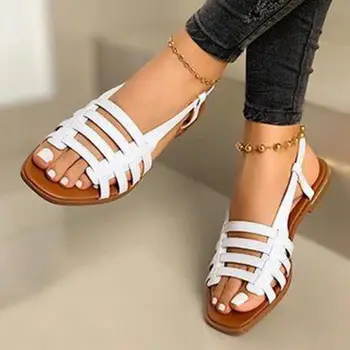 Summer Roman Sandals for Womens Soft Leather Square Toe Flats Sandals Buckle Strap Roman Sandals Beach Flat Sandals 2020
Summer Roman Sandals for Womens Soft Leather Square Toe Flats Sandals Buckle Strap Roman Sandals Beach Flat Sandals 2020