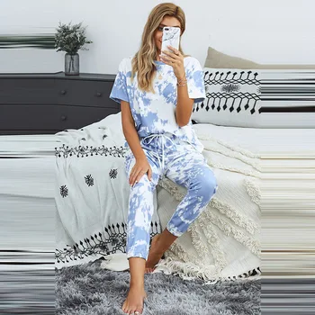 Loungewear Women Pajama Set Home Wear tie-dye Print Nightwear Sleepwear Fashion Spring Summer Short Sleeve Pyjamas Women
Loungewear Women Pajama Set Home Wear tie-dye Print Nightwear Sleepwear Fashion Spring Summer Short Sleeve Pyjamas Women