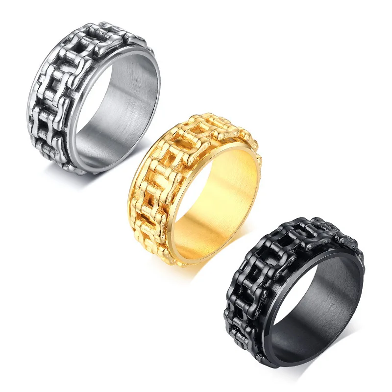 Stainless Steel Gold Ring Men Classic Male Punk Rock Hip Hop Jewelry Man Black Silver Spinner Chain Rings
Stainless Steel Gold Ring Men Classic Male Punk Rock Hip Hop Jewelry Man Black Silver Spinner Chain Rings
