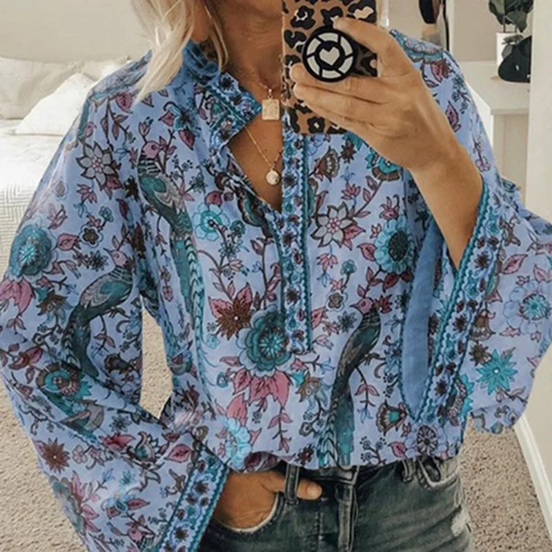 Autumn Spring Women Loose Shirt Fashion Peacock Print 2020 Button Long Sleeve Blouses Slim Female Tops Blusas Mujer
Autumn Spring Women Loose Shirt Fashion Peacock Print 2020 Button Long Sleeve Blouses Slim Female Tops Blusas Mujer
