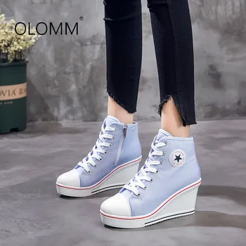 2019 Spring and Autumn High-top Canvas Muffin Bottom Thick Bottom Wedge with Increased Women's Shoes
2019 Spring and Autumn High-top Canvas Muffin Bottom Thick Bottom Wedge with Increased Women's Shoes