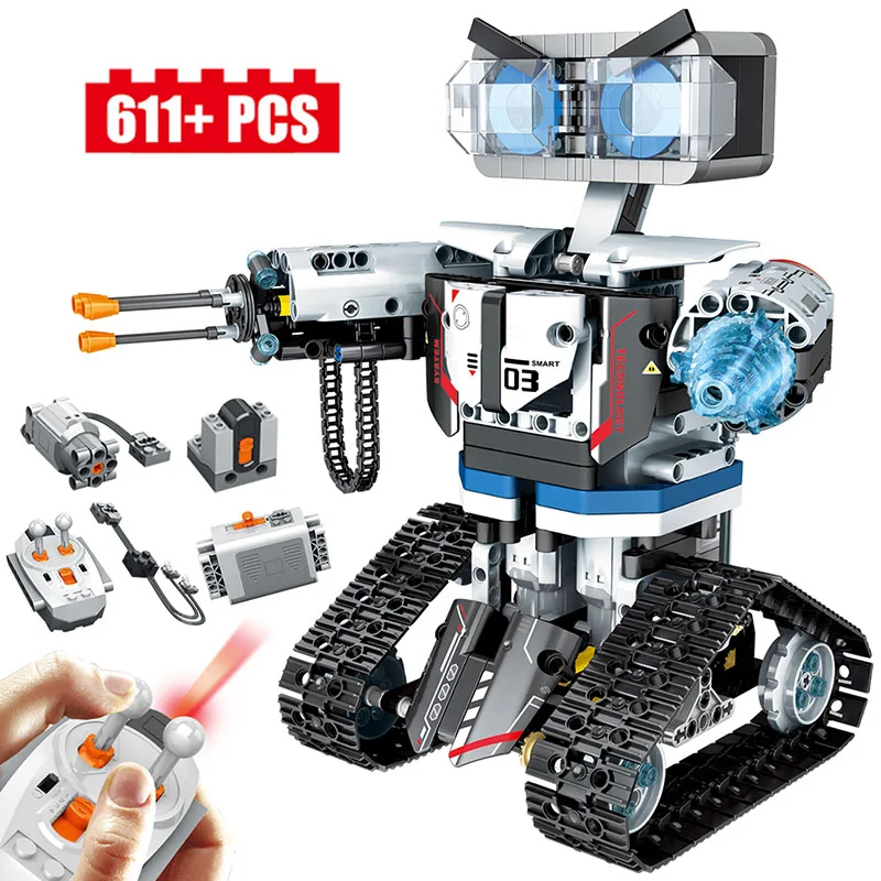 611pcs Creative Technic RC Robot Building Blocks City Electric Intelligent Remote Control Robot Car Weapon Bricks Toys For Gift
611pcs Creative Technic RC Robot Building Blocks City Electric Intelligent Remote Control Robot Car Weapon Bricks Toys For Gift