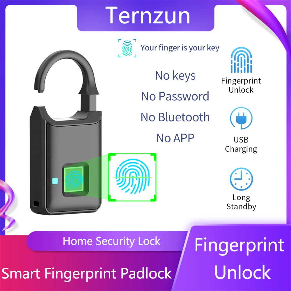 Smart Fingerprint Lock Biometrics Technology Multipurpose Padlock Fingerprint Unlock Anti-Theft Security Keyless Electronic Lock
Smart Fingerprint Lock Biometrics Technology Multipurpose Padlock Fingerprint Unlock Anti-Theft Security Keyless Electronic Lock