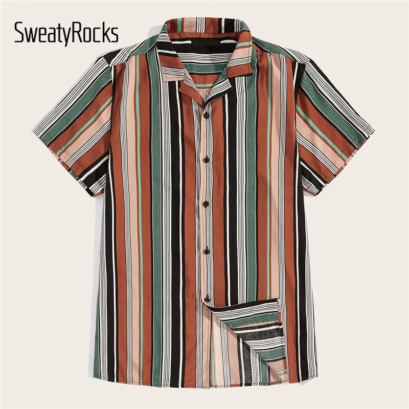 SweatyRocks Men Notched Colorblock Striped Shirt Streetwear Short Sleeve Button Up Shirt 2019 Fashion Casual Male Shirt
SweatyRocks Men Notched Colorblock Striped Shirt Streetwear Short Sleeve Button Up Shirt 2019 Fashion Casual Male Shirt