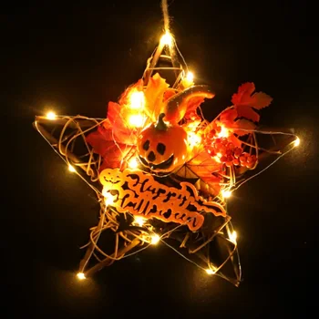 Artificial Halloween Wreath Front Door Hanging Garland Holiday Home Decorations With/Without LED Light String 
Artificial Halloween Wreath Front Door Hanging Garland Holiday Home Decorations With/Without LED Light String