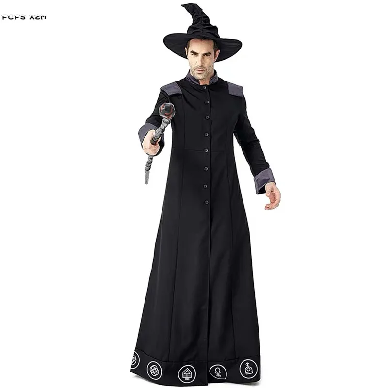 Gothic Magic Robe Men Evil Wizard Cosplay Halloween Magician Costume Carnival Purim Masked Ball Masquerade Role Play Party Dress
Gothic Magic Robe Men Evil Wizard Cosplay Halloween Magician Costume Carnival Purim Masked Ball Masquerade Role Play Party Dress