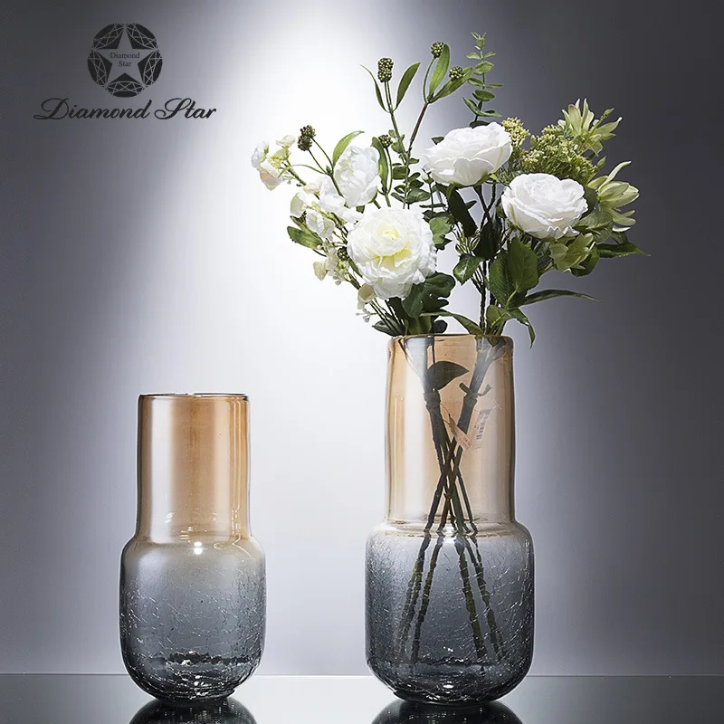Diamond Star Double Color Gradient Ice Cracks Amber Color Blown Glass Vase Living Room Soft Loading Flower Arrangement Accessori
Diamond Star Double Color Gradient Ice Cracks Amber Color Blown Glass Vase Living Room Soft Loading Flower Arrangement Accessori