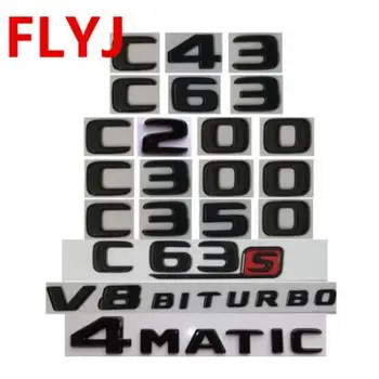 Flat Gloss Glossy Black Trunk Letters Emblem Emblems Badge for Mercedes Benz C43 C63 C63s C300 C350 4MATIC AMG V8 BITURBO 2017+