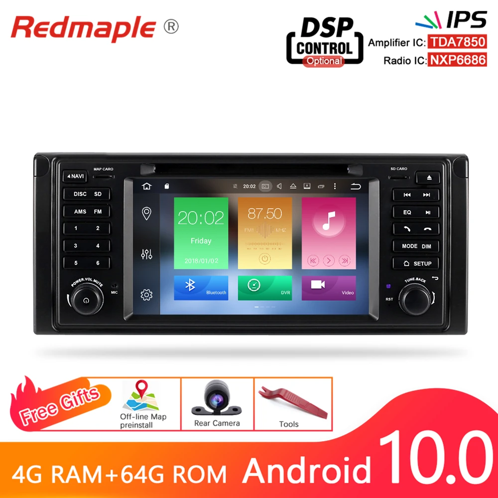 4G RAM Android 10 0 автомобильный Радио DVD навигационный плеер для BMW/E39/X5/E53 2000 2003 Авто