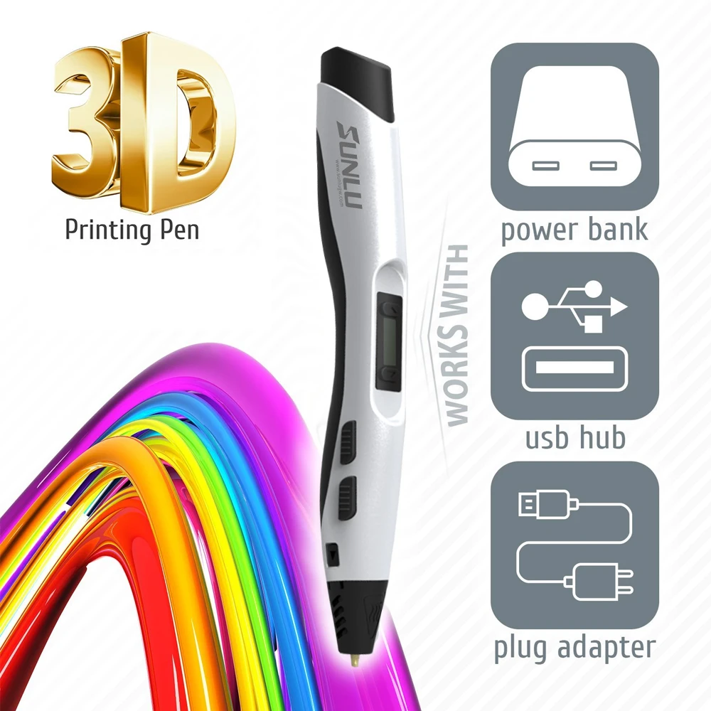 SUNLU new model SL300A 3d pen LCD Screen consumable PCL PLA ABS filament 1.75mm with USB cable excellen painting
SUNLU new model SL300A 3d pen LCD Screen consumable PCL PLA ABS filament 1.75mm with USB cable excellen painting