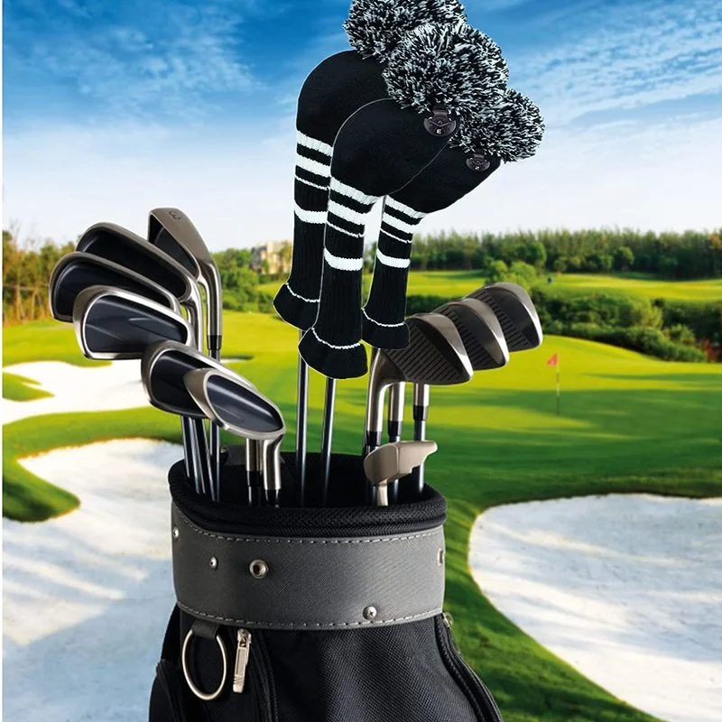 

3Pcs New Pom Pom Knitted Golf Club Head Covers for Woods Driver Fairway Hybrid with Number Tag 3 5 7 X Drop Shipping