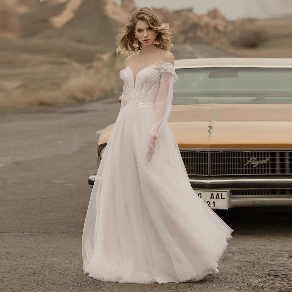 Charming Tulle Sweep Train A Line Wedding Dresses 2020 Sheer Scoop Neck Long Sleeve Applique Wedding Gowns Vestido de Novia
Charming Tulle Sweep Train A Line Wedding Dresses 2020 Sheer Scoop Neck Long Sleeve Applique Wedding Gowns Vestido de Novia