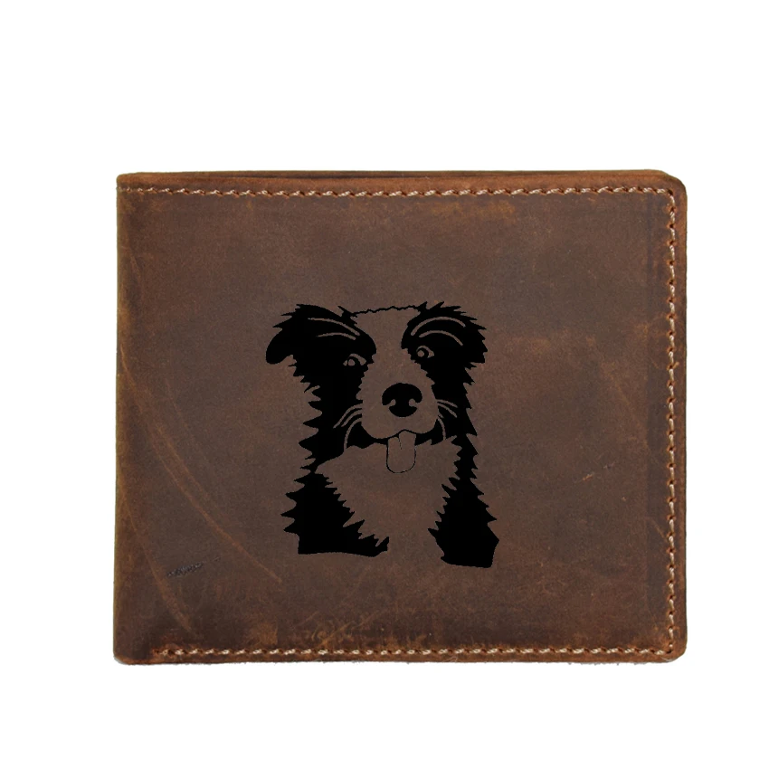 Колли собака из натуральной кожи кошелек Для мужчин небольшой карман для монет с