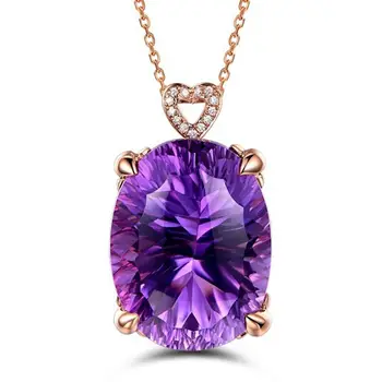 BIG AMETHYST GEMSTONE PURPLE CRYSTAL PENDANT NECKLACE FOR WOMEN FEMME 18K ROSE GOLD COLOR CHAIN LUXURY JEWELRY ZIRCON DIAMONDS
BIG AMETHYST GEMSTONE PURPLE CRYSTAL PENDANT NECKLACE FOR WOMEN FEMME 18K ROSE GOLD COLOR CHAIN LUXURY JEWELRY ZIRCON DIAMONDS