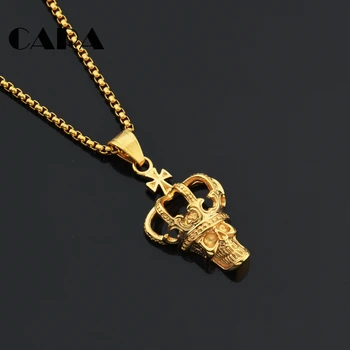 2020 New 316L stainless steel crown skull men necklace & pendant fashion Gold color hip hop punk necklace men CAGF0363
2020 New 316L stainless steel crown skull men necklace & pendant fashion Gold color hip hop punk necklace men CAGF0363