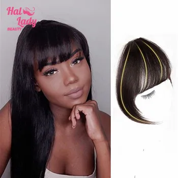 

Halo Lady Beauty Peruvian Human Hair Blunt Bangs Clip In Hair Pieces Non-Remy Clip-In Fringe Hair Bangs 613 Blonde Neat Bang