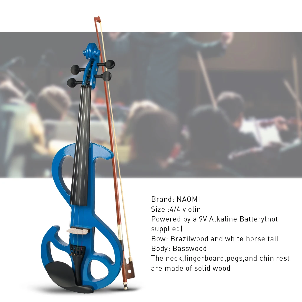 1 Set 4/4 Electric/Silent Violin Blue Concert Gig Stage Performance Accessory 1 Set 4/4 Electric/Silent Violin Blue Concert Gig Stage Performance Accessory