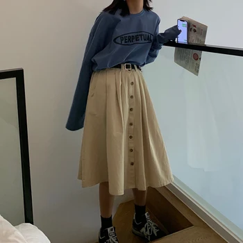 2020 Spring And Autumn New Youth Popular Solid Color Single-breasted Loose Skirt Fashion Casual Wild A Word Skirt Khaki / Black
2020 Spring And Autumn New Youth Popular Solid Color Single-breasted Loose Skirt Fashion Casual Wild A Word Skirt Khaki / Black