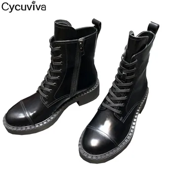 High Quality Patent Leather Ankle Boots For Women Square Heel Motorcycle Boots New Lace Up Ladies Shoes Runway Flat Knight Boots 
High Quality Patent Leather Ankle Boots For Women Square Heel Motorcycle Boots New Lace Up Ladies Shoes Runway Flat Knight Boots