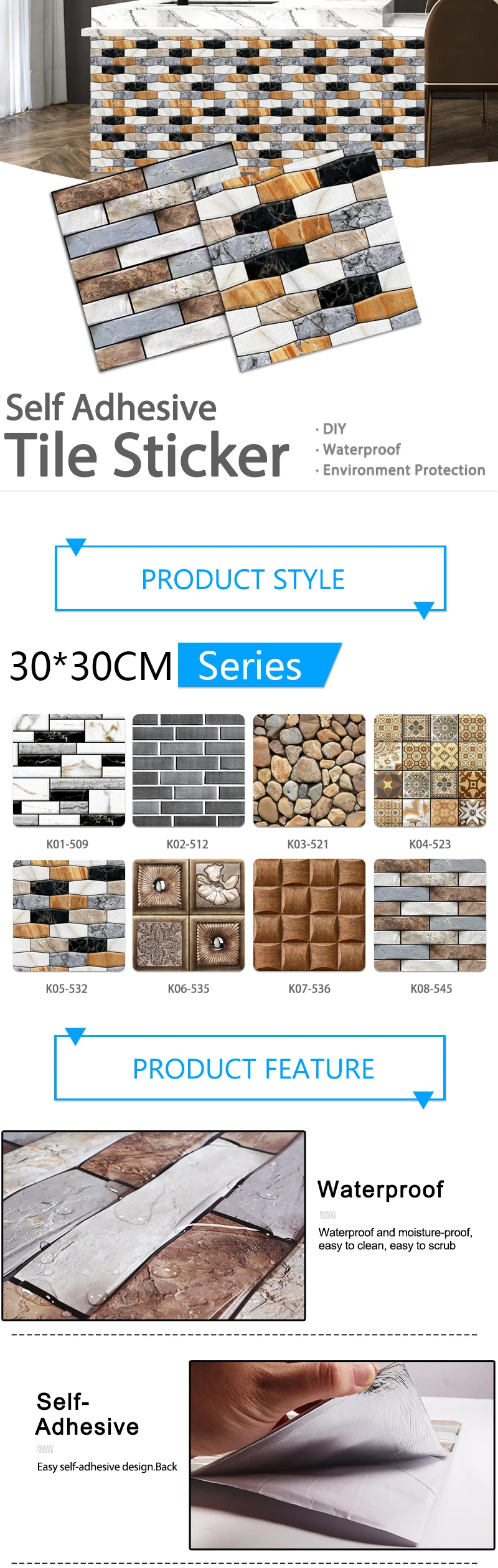 3D Wallpaper DIY Brick stone pattern Self-Adhesive Waterproof Wall Stickers 70cm*77cm floral prints 3D Wall Sticker for home 5 H7c1f078b2b0944f0b464c29dbbc5f098h