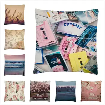 

Vintage memory vintage aesthetic patterns Soft Short Plush Cushion Cover Pillow Case for Home Sofa Car Decor Pillowcase 45X45cm