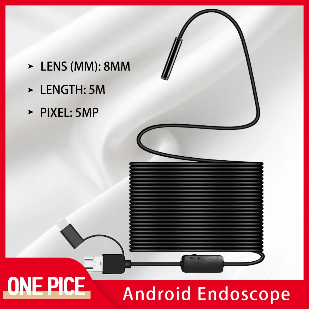 5M 8mm 5MP HD Endoscope Flexible IP67 Waterproof Inspection Borescope Camera for Type-C USB Android PC Notebook 6LEDs Adjustable
5M 8mm 5MP HD Endoscope Flexible IP67 Waterproof Inspection Borescope Camera for Type-C USB Android PC Notebook 6LEDs Adjustable