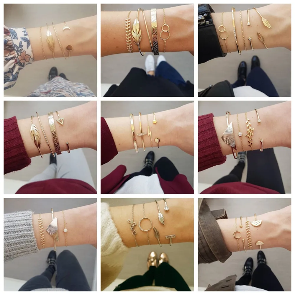 Terreau Kathy 5 Pcs/set Women's Fashion Crystal Leaves Geometric Chain Gold Bracelet Set Bohemian Vintage Jewelry Wholesale
Terreau Kathy 5 Pcs/set Women's Fashion Crystal Leaves Geometric Chain Gold Bracelet Set Bohemian Vintage Jewelry Wholesale