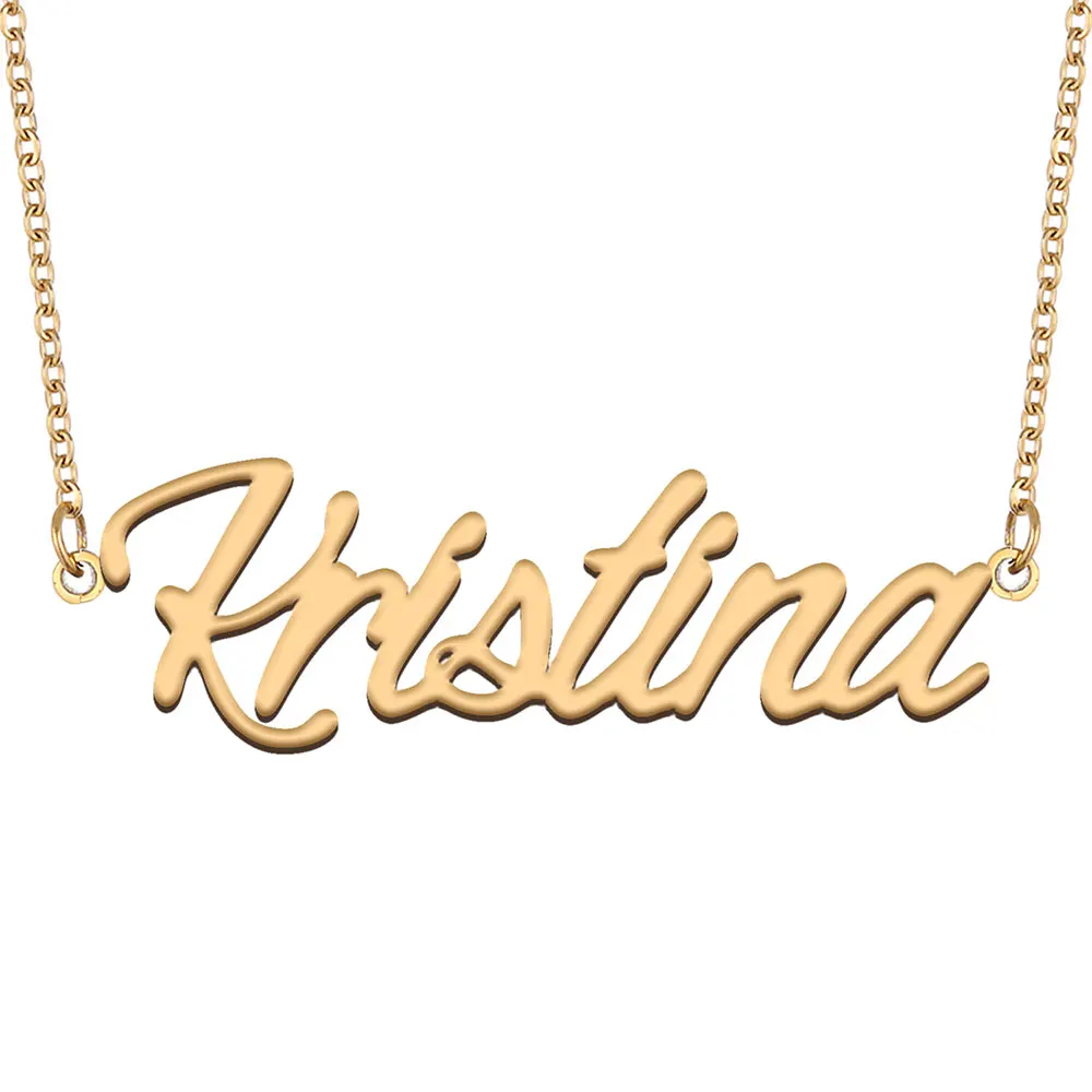 Kristina Nameplate Necklace Personalized Women Stainless Steel Jewelry Gold Plated Name Pendant Femme Mothers Girlfriend Gift
Kristina Nameplate Necklace Personalized Women Stainless Steel Jewelry Gold Plated Name Pendant Femme Mothers Girlfriend Gift