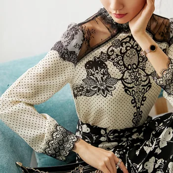 New silk Lace polka dot printed silk shirt women s spring Long Sleeve Silk Shirt Polka Dot
New silk Lace polka dot printed silk shirt women s spring Long Sleeve Silk Shirt Polka Dot